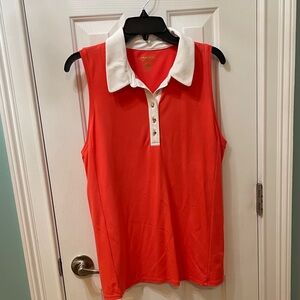 Lilly Pulitzer Coral Sleeveless Blouse with White Collar
